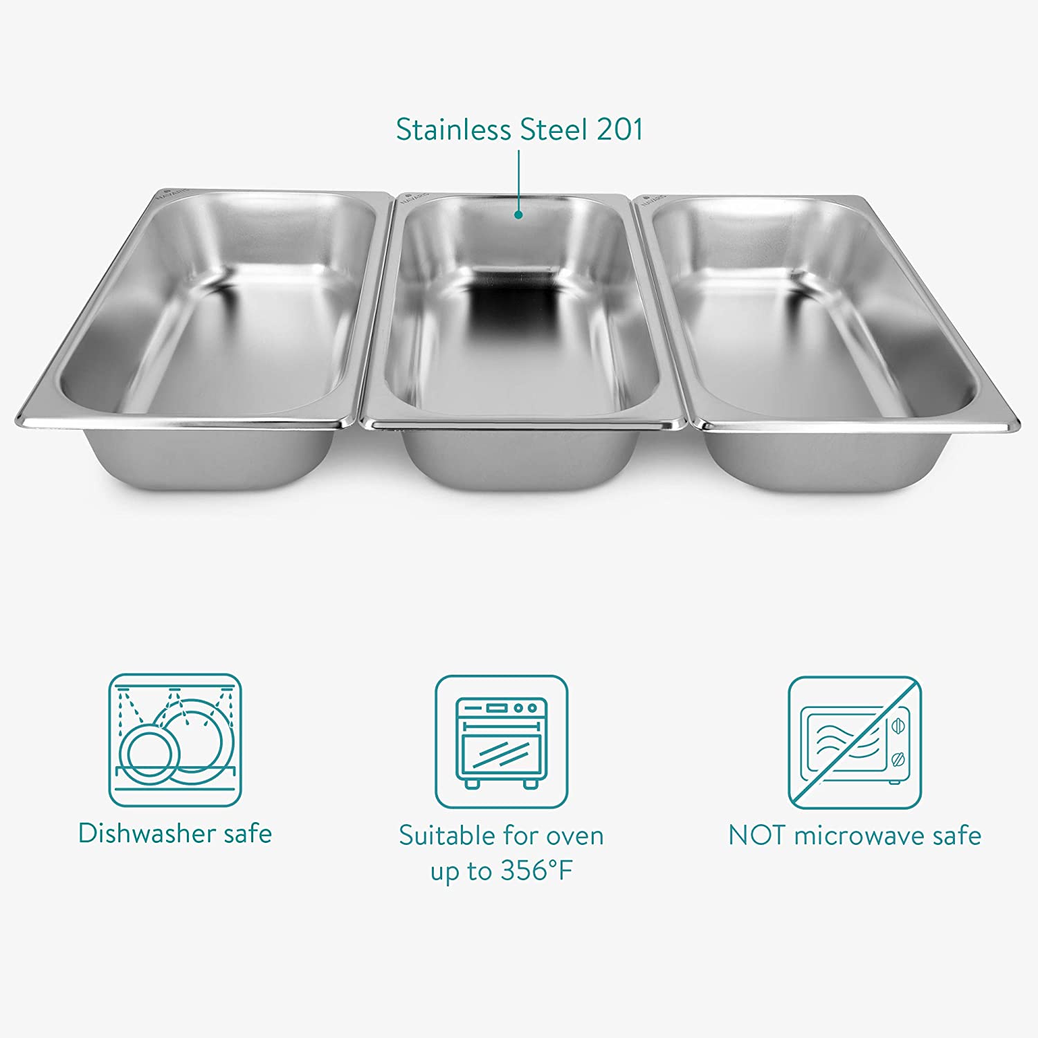 Navaris Σετ με 3 Μπολ από Ανοιξείδωτο Ατσάλι για Πανάρισμα και Μαρινάρισμα - Silver - 52505.01