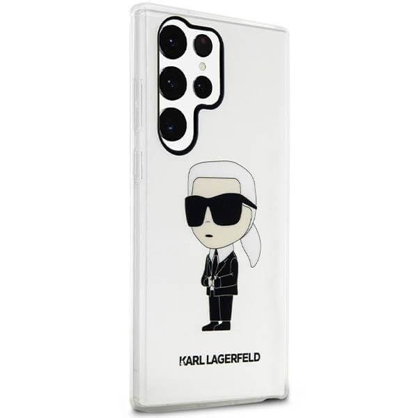 Karl Lagerfeld Samsung Galaxy S23 Ultra - Ikonik Karl Σκληρή Θήκη με Πλαίσιο Σιλικόνης - Διάφανη - KLHCS23LHNIKTCT