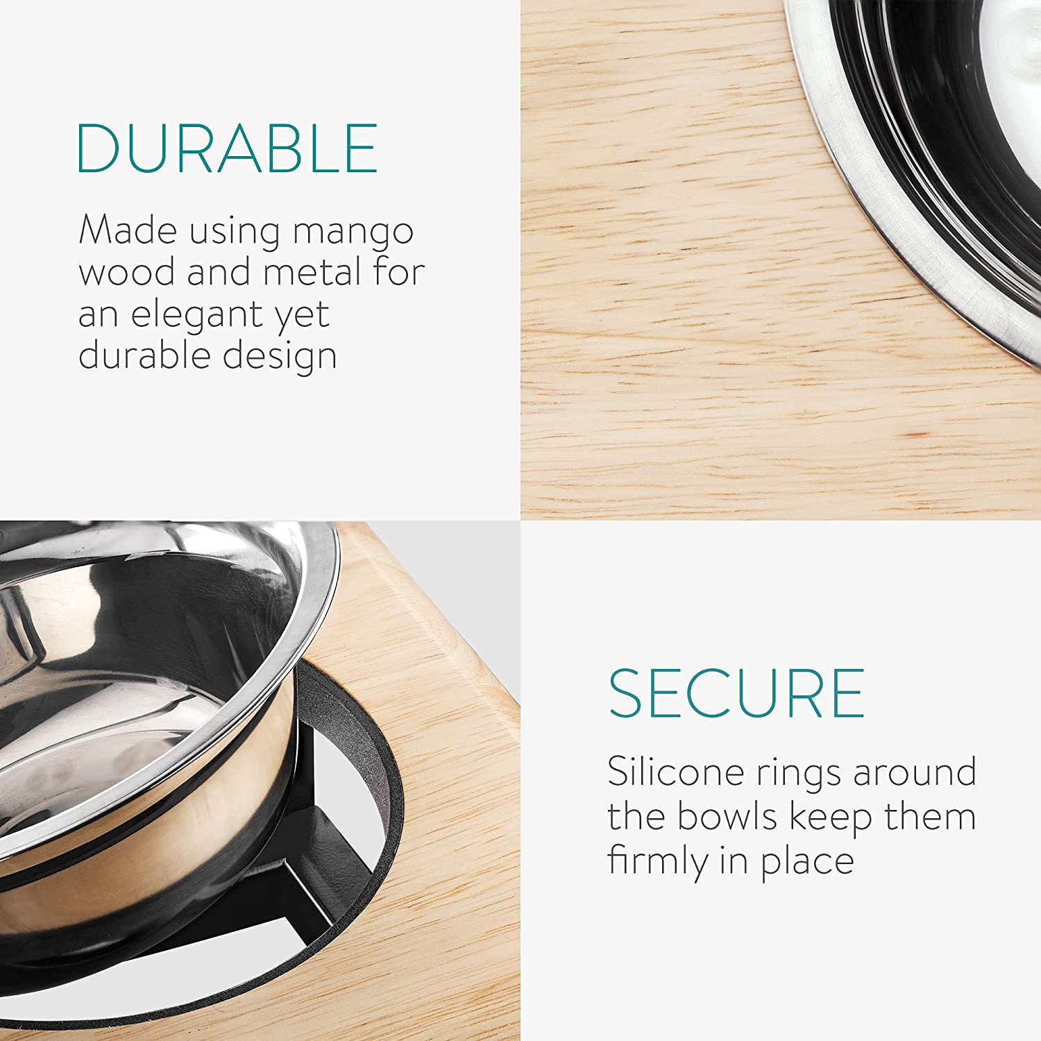 Navaris Dog Bowl Feeding Stand - Ανυψωμένα Μπολ Φαγητού σε Σταντ για Κατοικίδια - 450 ml - Black - 51387.1.02