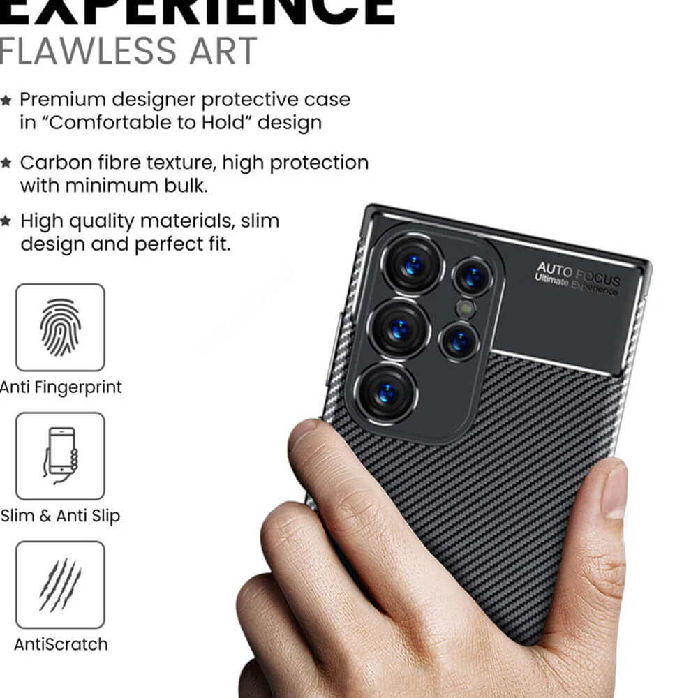 Techsuit Samsung Galaxy S25 Ultra - CarbonFiber - Θήκη Σιλικόνης - Black