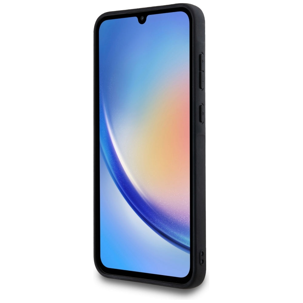 Guess Samsung Galaxy A35 5G - 4G Big Metal Logo - Θήκη με Επένδυση Συνθετικού Δέρματος - Pink - GUHCSA354GMGPI