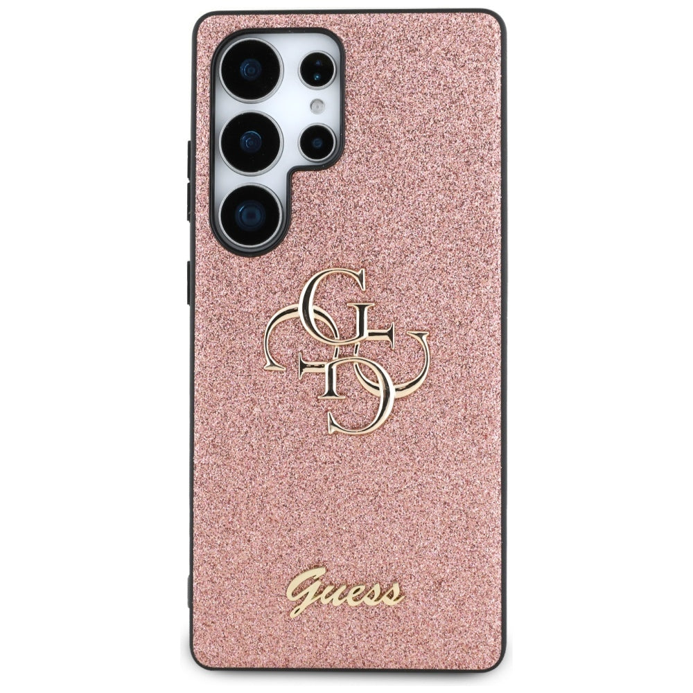 Guess Samsung Galaxy S25 Ultra - Fixed Glitter Big 4G - Σκληρή Θήκη με Πλαίσιο Σιλικόνης - Pink - GUHCS25LHG4SGP