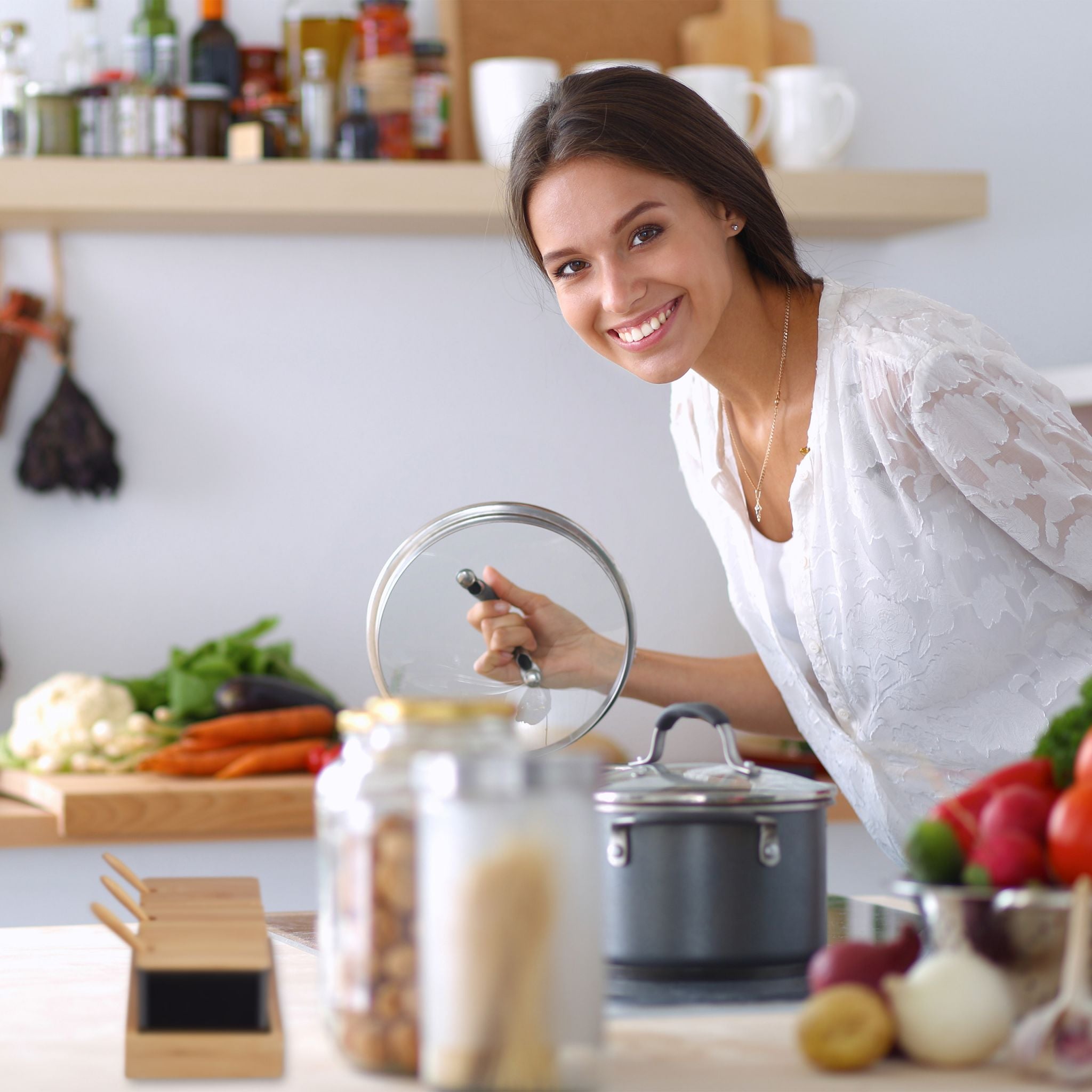 Relaxdays Σετ με 3 Βάζα Αποθήκευσης με Κουτάλι και Καπάκι από Μπαμπού - Light Brown / Black - 4052025983529