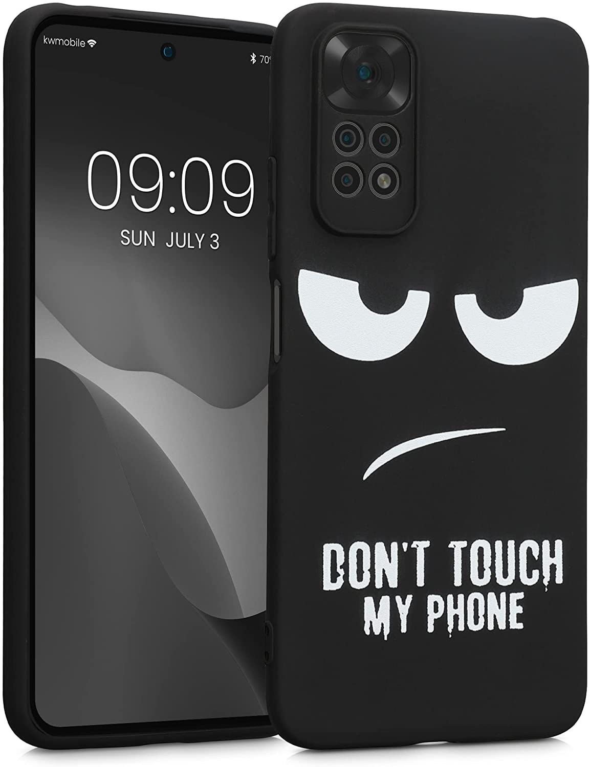 KW Xiaomi Redmi Note 11 / Redmi Note 11S Θήκη Σιλικόνης - Design Don't Touch My Phone - Black / White - 57387.01