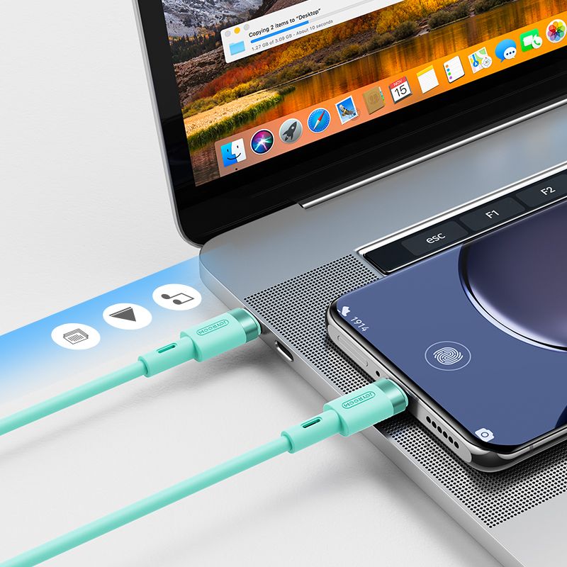 Joyroom Liquid Silicone S-1230N9 PD 60W 3A - Καλώδιο Δεδομένων και Φόρτισης Type-C to Type-C 1.2M - Green