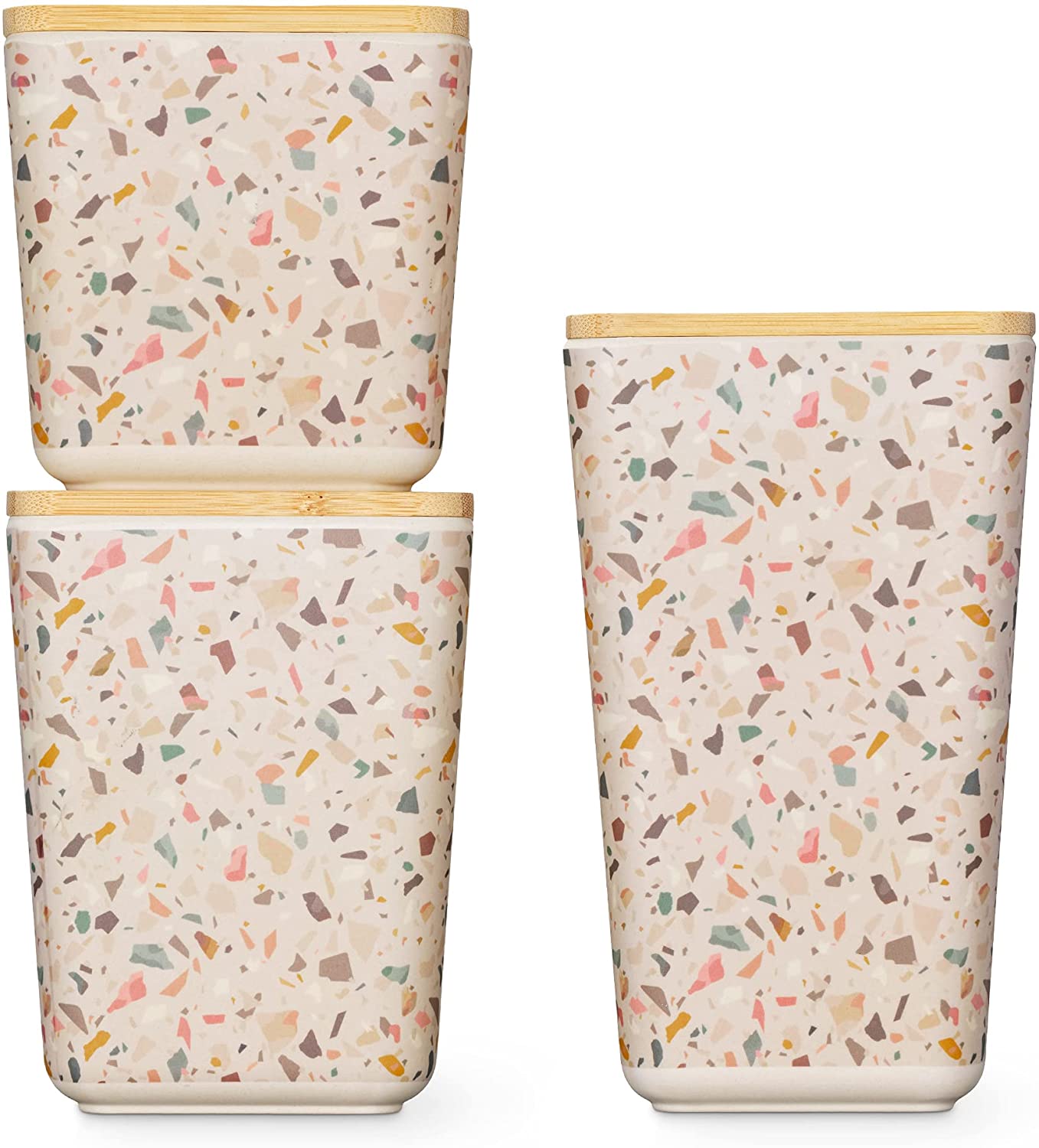 Navaris Σετ με 3 Κουτιά Αποθήκευσης με Καπάκι από Μπαμπού - Beige - 54250.01