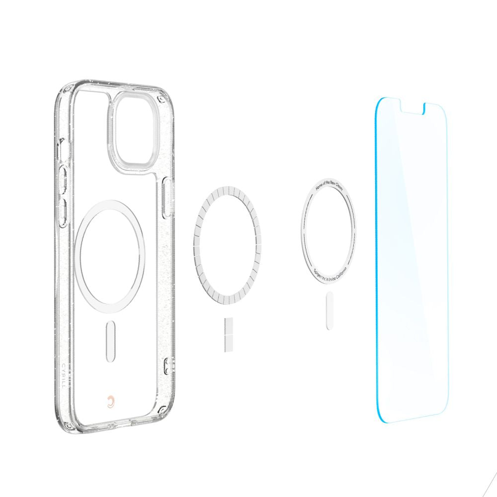 Spigen Cyrill iPhone 14 Plus / iPhone 15 Plus Shine Mag Θήκη Σιλικόνης με Προστασία Οθόνης και MagSafe - Glitter Διάφανη