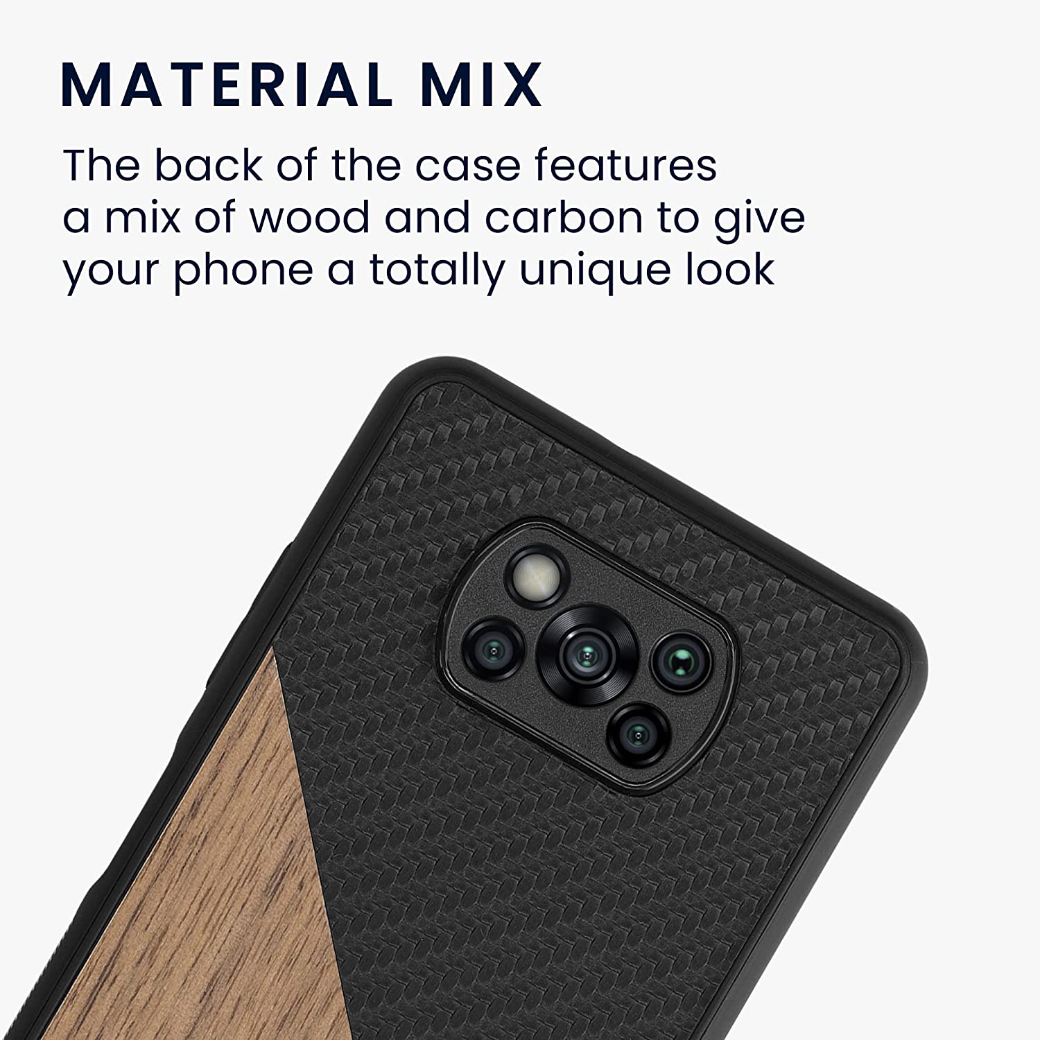 KW Xiaomi Poco X3 NFC / X3 Pro Θήκη από Φυσικό Ξύλο και Carbon - Black / Brown - 56620.01