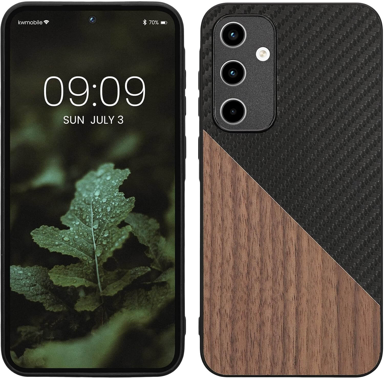 KW Samsung Galaxy A35 5G Θήκη από Φυσικό Ξύλο και Carbon - Dark Brown / Black