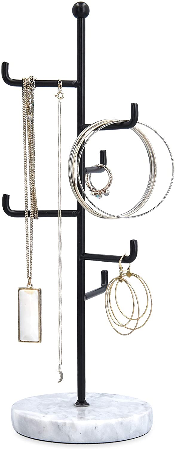 Navaris Μεταλλικό Stand Κοσμημάτων με Μαρμάρινη Βάση - Black - 52597.01