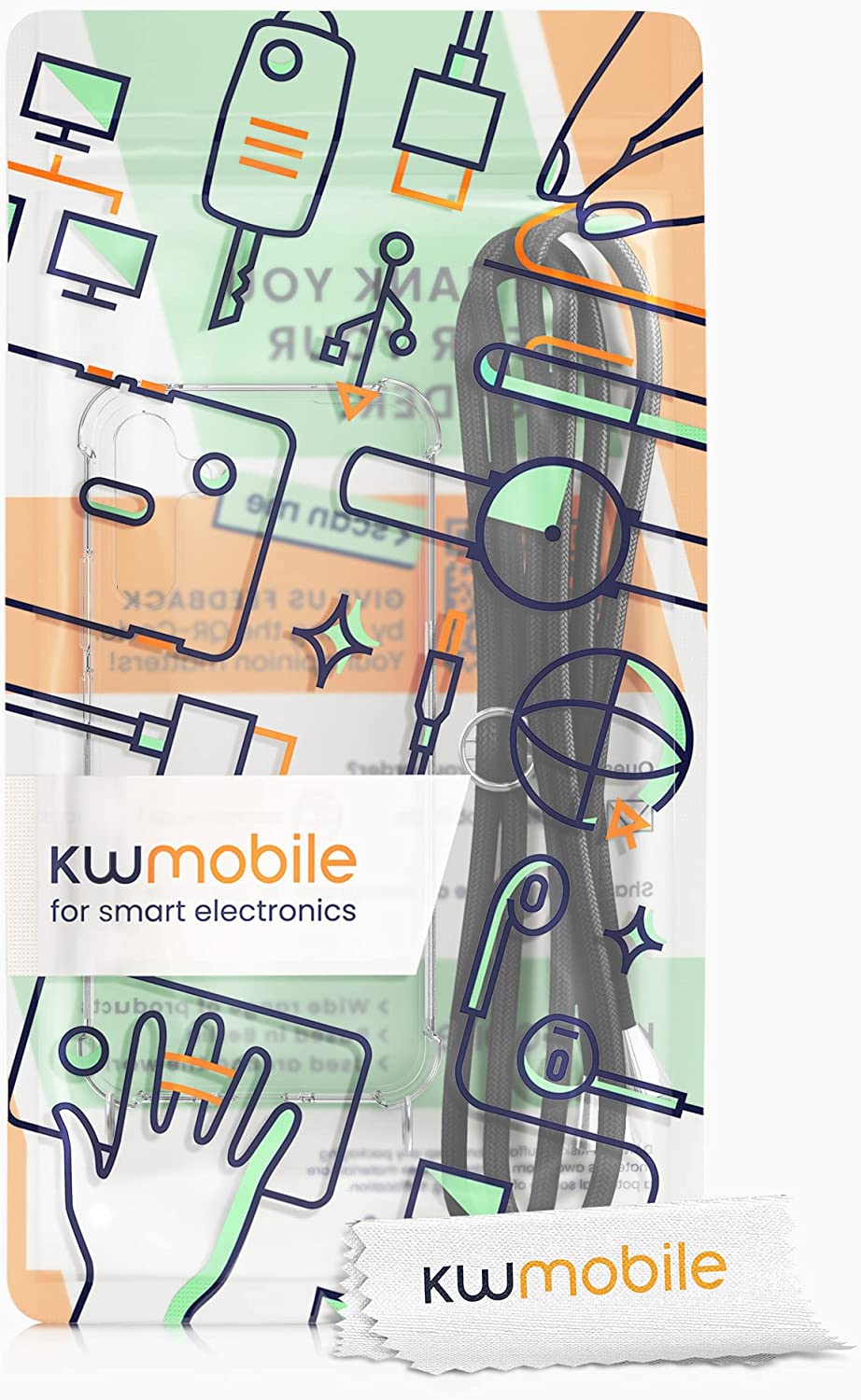 KW Samsung Galaxy A34 5G Θήκη Σιλικόνης TPU με Λουράκι - Διάφανη / Black - 61194.03