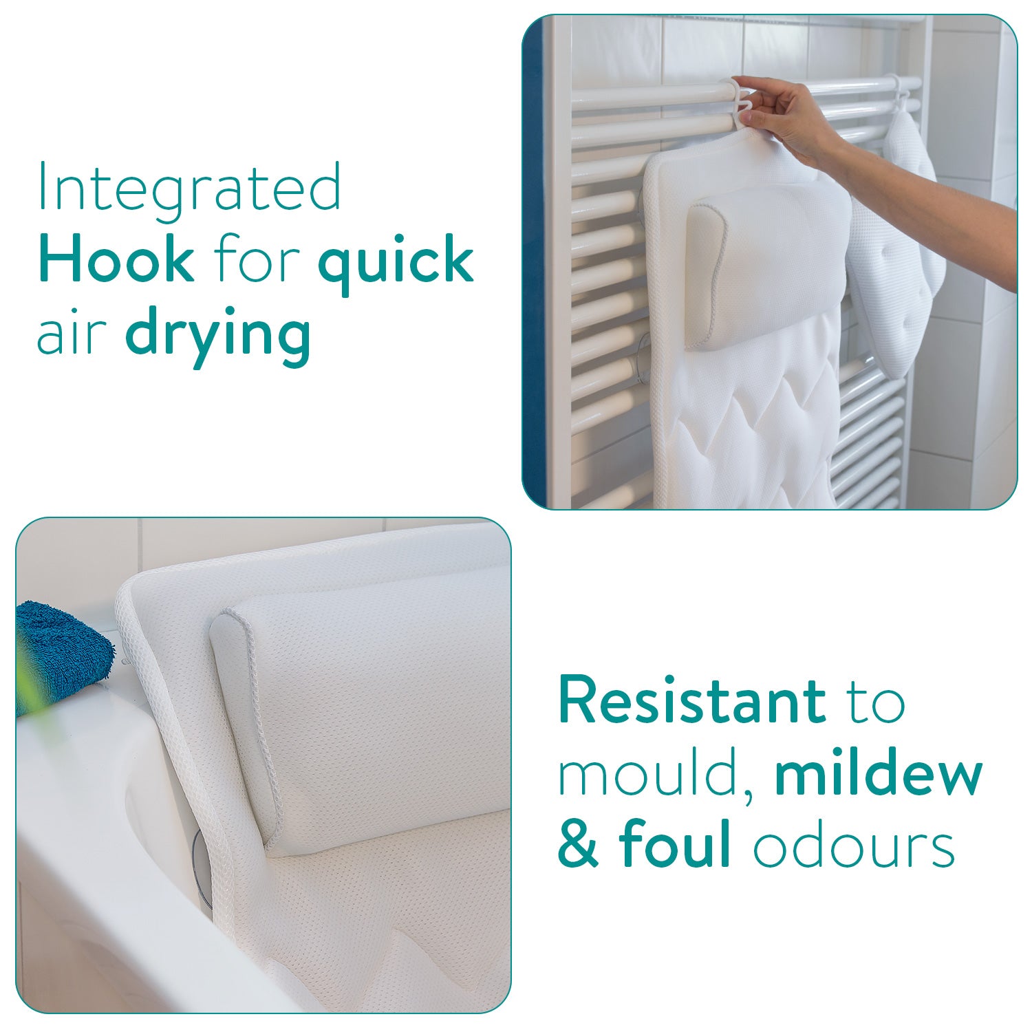 Navaris Full Body Αντιολισθητικό Μαξιλάρι Μπάνιου - White - 47495.02