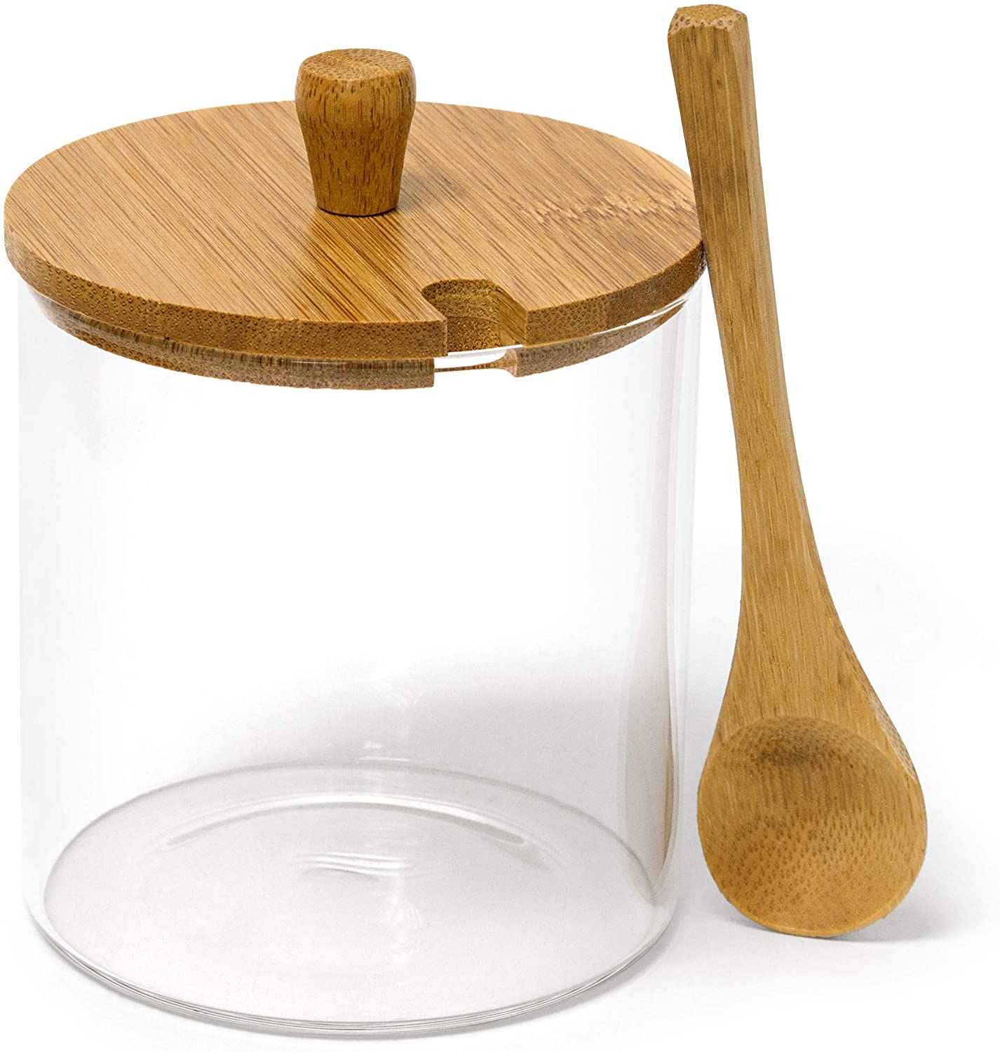 Relaxdays Σετ με 3 Γυάλινα Βάζα Αποθήκευσης JIAO με Βάση και Καπάκια από Μπαμπού - Natural - 4052025191351