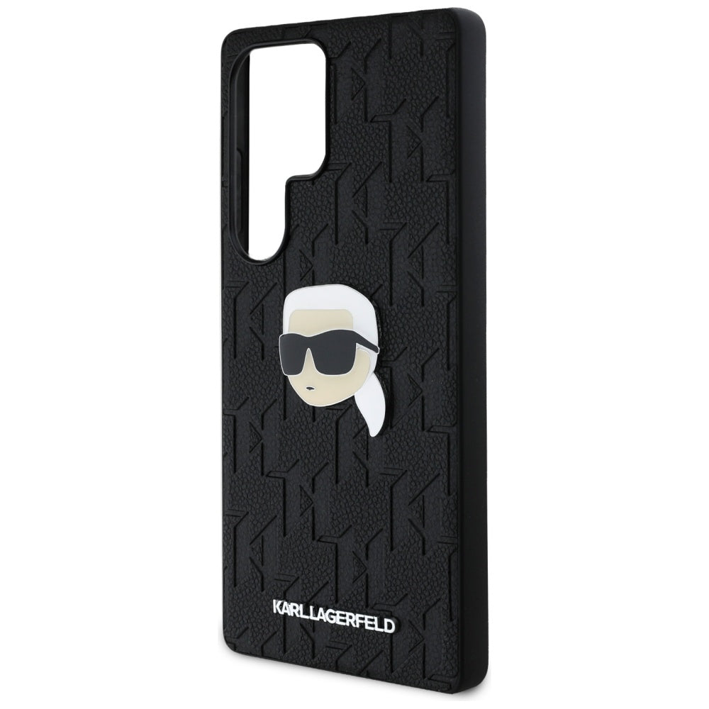 Karl Lagerfeld Samsung Galaxy S25 Ultra - Monogram Karl Head Pin - Σκληρή Θήκη με Επένδυση Συνθετικού Δέρματος - Black - KLHCS25LPGKLKIPK