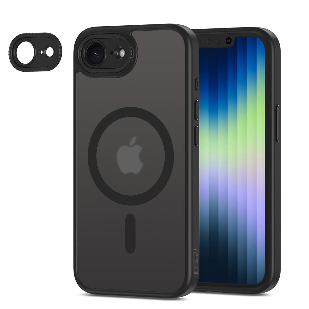 Tech-Protect iPhone 16e MagCam - MagSafe Σκληρή Θήκη με Πλαίσιο Σιλικόνης και Προστασία Κάμερας - Matte Black