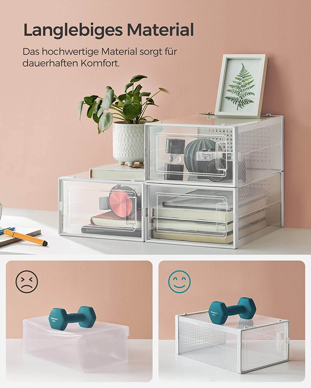 Songmics Σετ με 8 Κουτιά Αποθήκευσης Υποδημάτων - White / Διάφανα - LSP08SWT