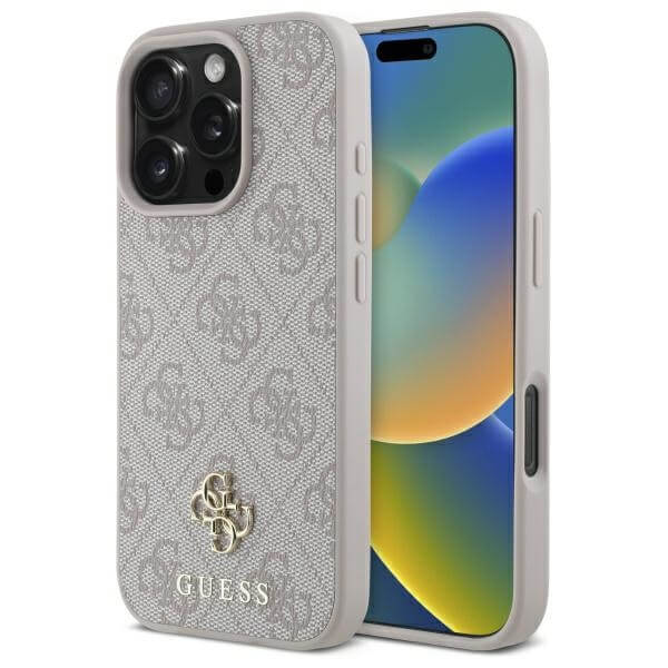 Guess iPhone 16 Pro Max - HC PU 4G Small 4G and Classic - MagSafe Σκληρή Θήκη με Επένδυση από Οικολογικό Δέρμα - Pink - GUHMP16XP4SM4MP