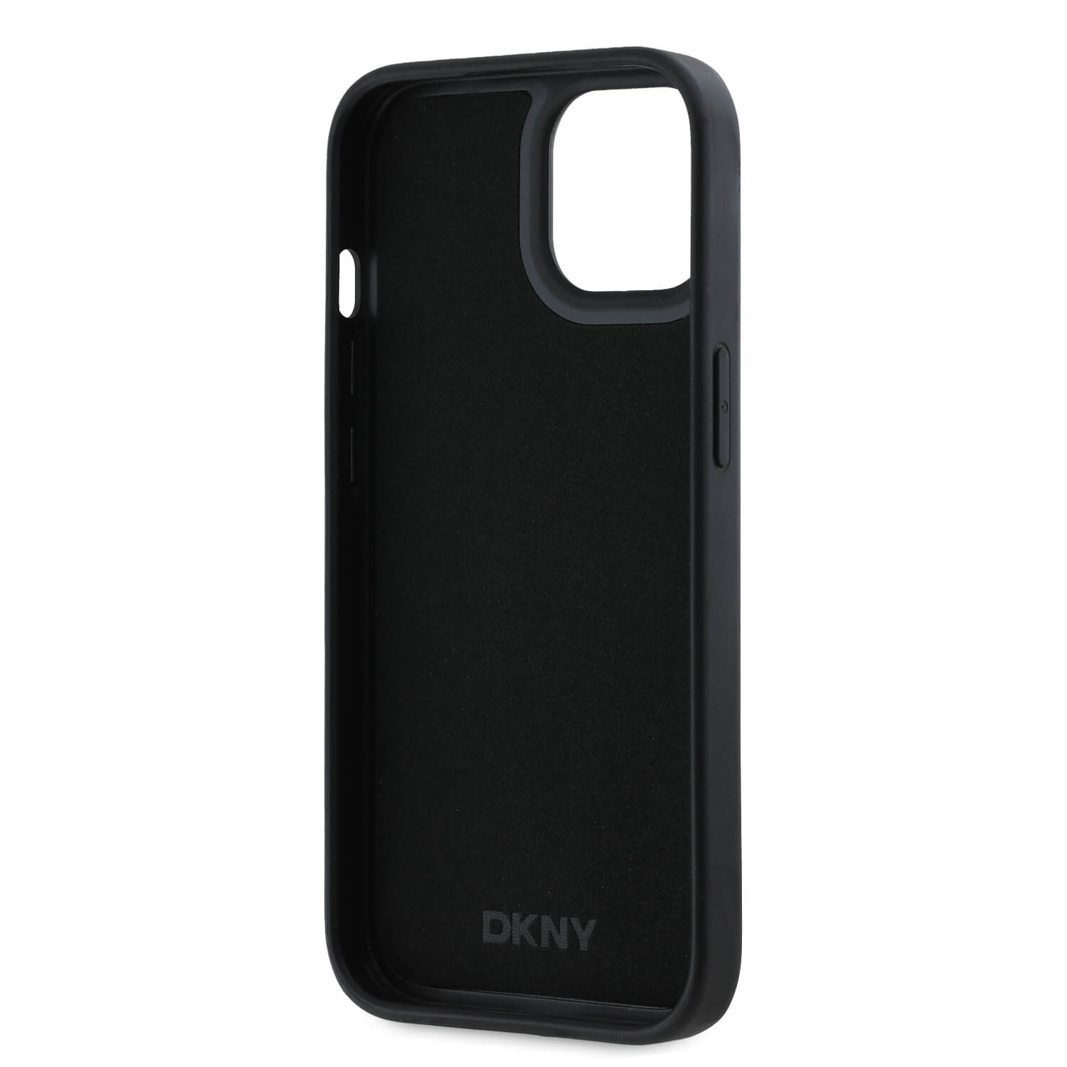 DKNY iPhone 15 / 14 / 13 - 3D Rubber Repeat Pattern - Σκληρή Θήκη με Επένδυση Συνθετικού Δέρματος - Black
