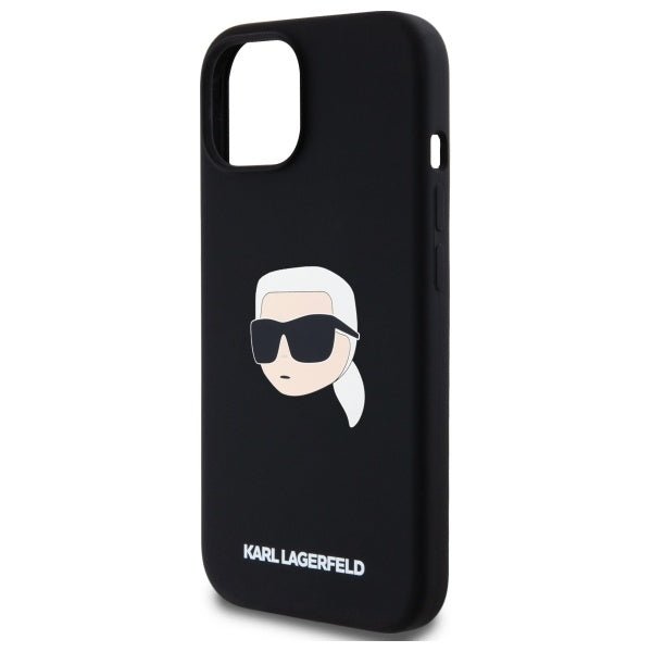 Karl Lagerfeld iPhone 15 - Silicone Karl Head Print - Θήκη Σιλικόνης με MagSafe - Black - KLHMP15SSKHPPLK