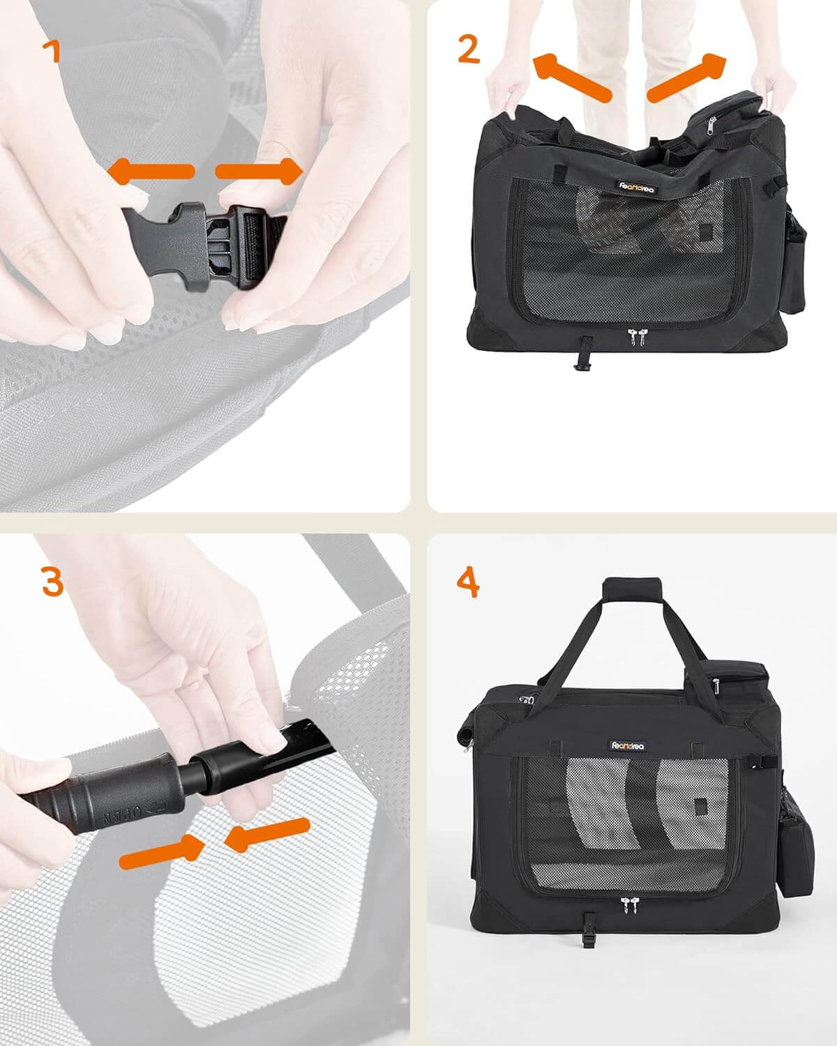 Feandrea Τσάντα Μεταφοράς για Κατοικίδια Ζώα - 50 x 35 x 35 cm - Black - PDC50H