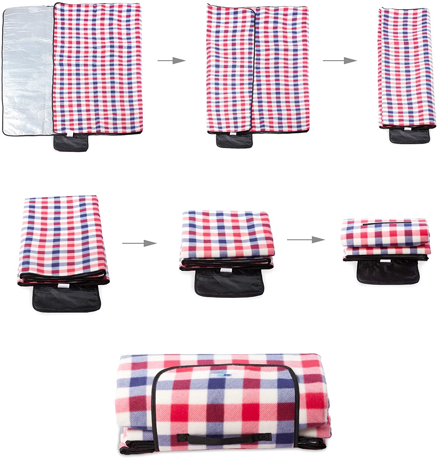 Relaxdays Μονωμένη Κουβέρτα για Πικ Νικ - Blue Red Checked - 4052025259907