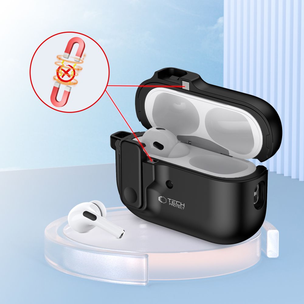 Tech-Protect AirPods Pro 1 / 2 Θήκη από Σκληρό Πλαστικ΄΄ο - Slim Hook - Black