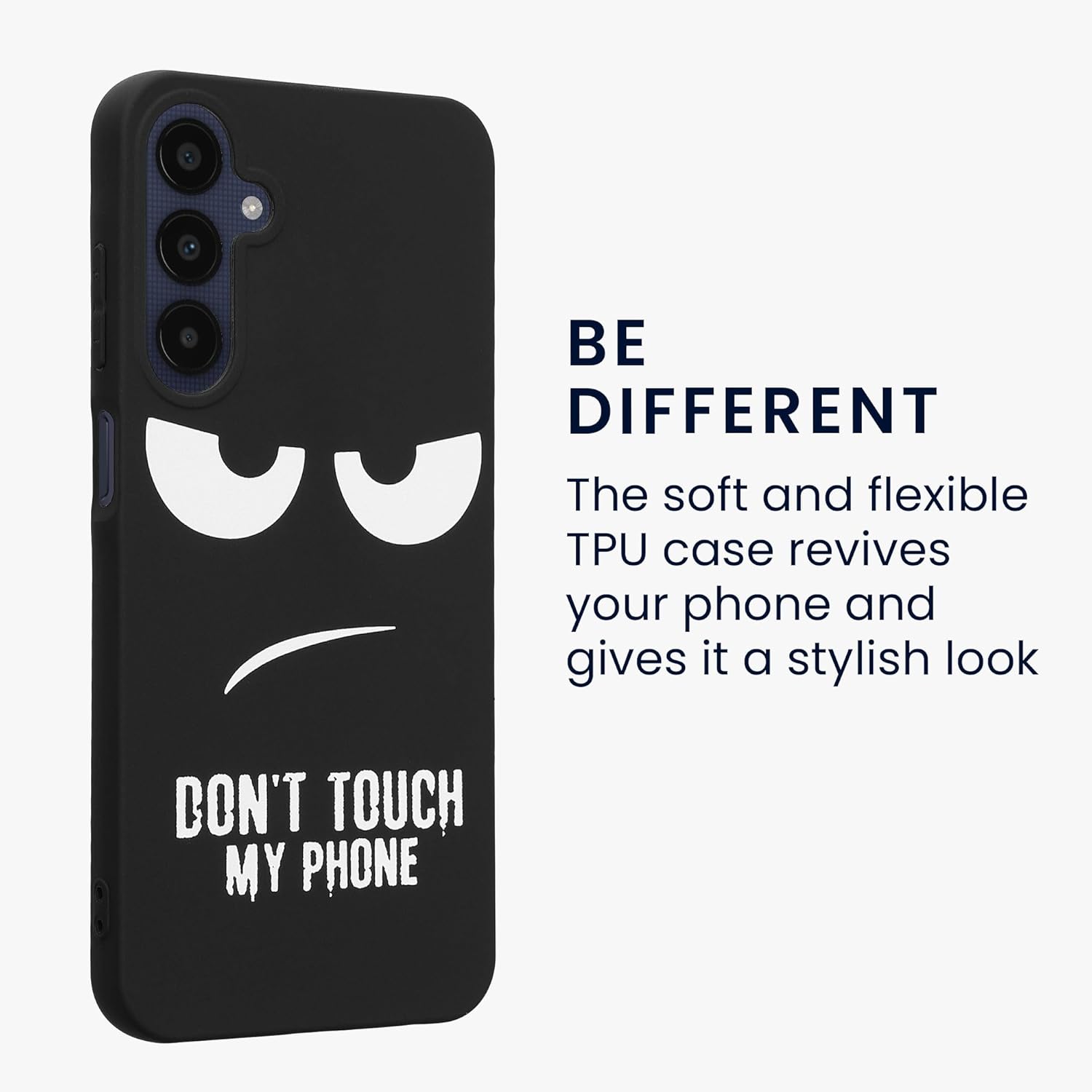 KW Samsung Galaxy A25 5G Λεπτή Θήκη Σιλικόνης TPU - Design Don't Touch My Phone - Black / White