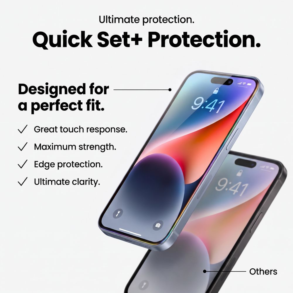 Tech-Protect iPhone 18 Pro / iPhone 17 Pro - Σετ με 2 Full Screen Αντιχαρακτικά Γυαλιά Οθόνης με Οδηγό Τοποθέτησης - Quick Set Plus - Black