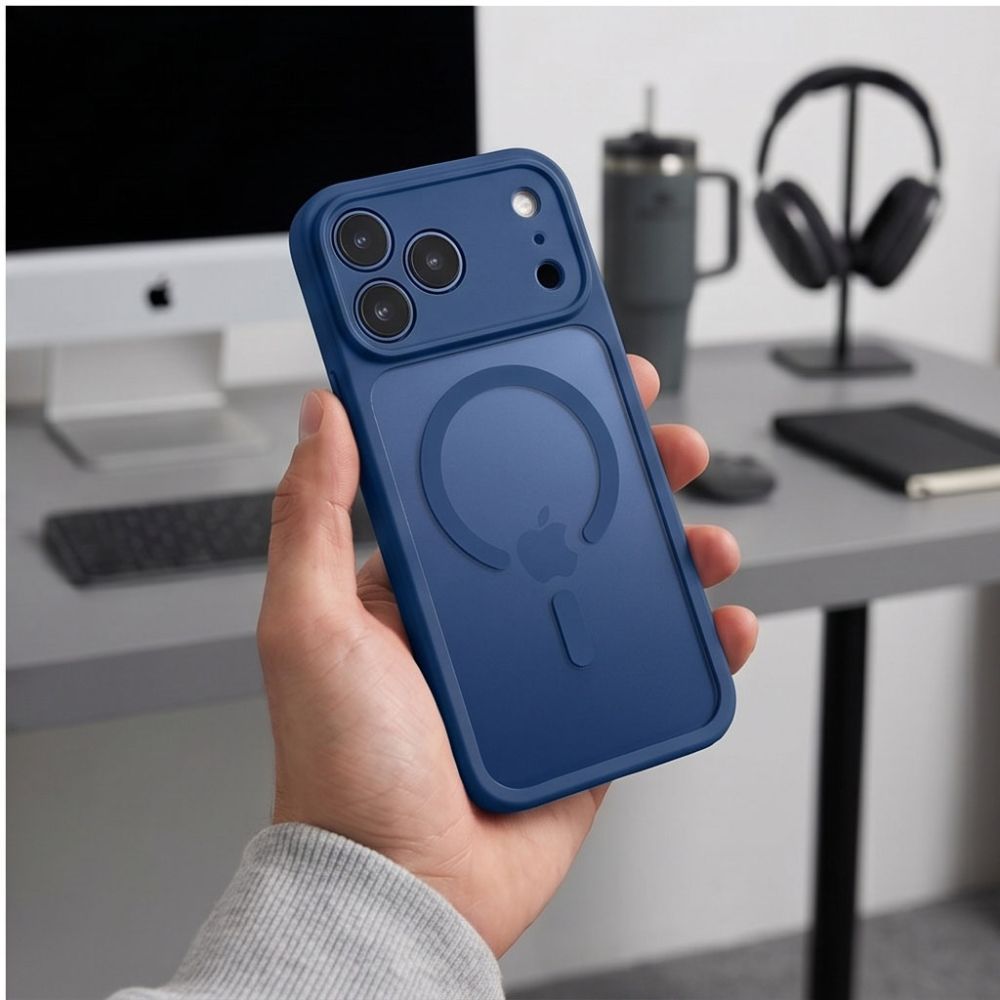 Tech-Protect iPhone 17 Pro / 18 Pro - Σκληρή Θήκη με Πλαίσιο Σιλικόνης και MagSafe - BasicMag - Matte Deep Blue