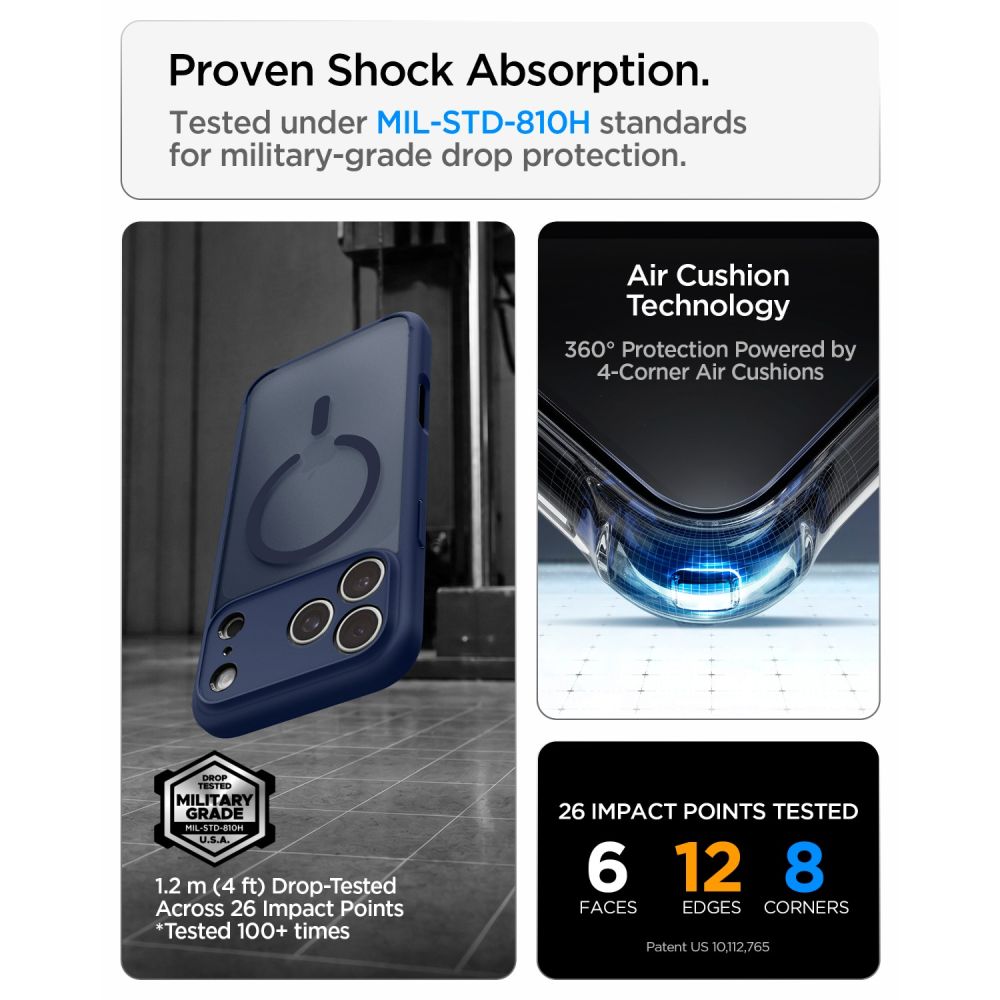 Spigen iPhone 18 Pro / iPhone 17 Pro - Σκληρή Θήκη με Πλαίσιο Σιλικόνης Και MagSafe - Ultra Hybrid Mag - Frost Deep Blue