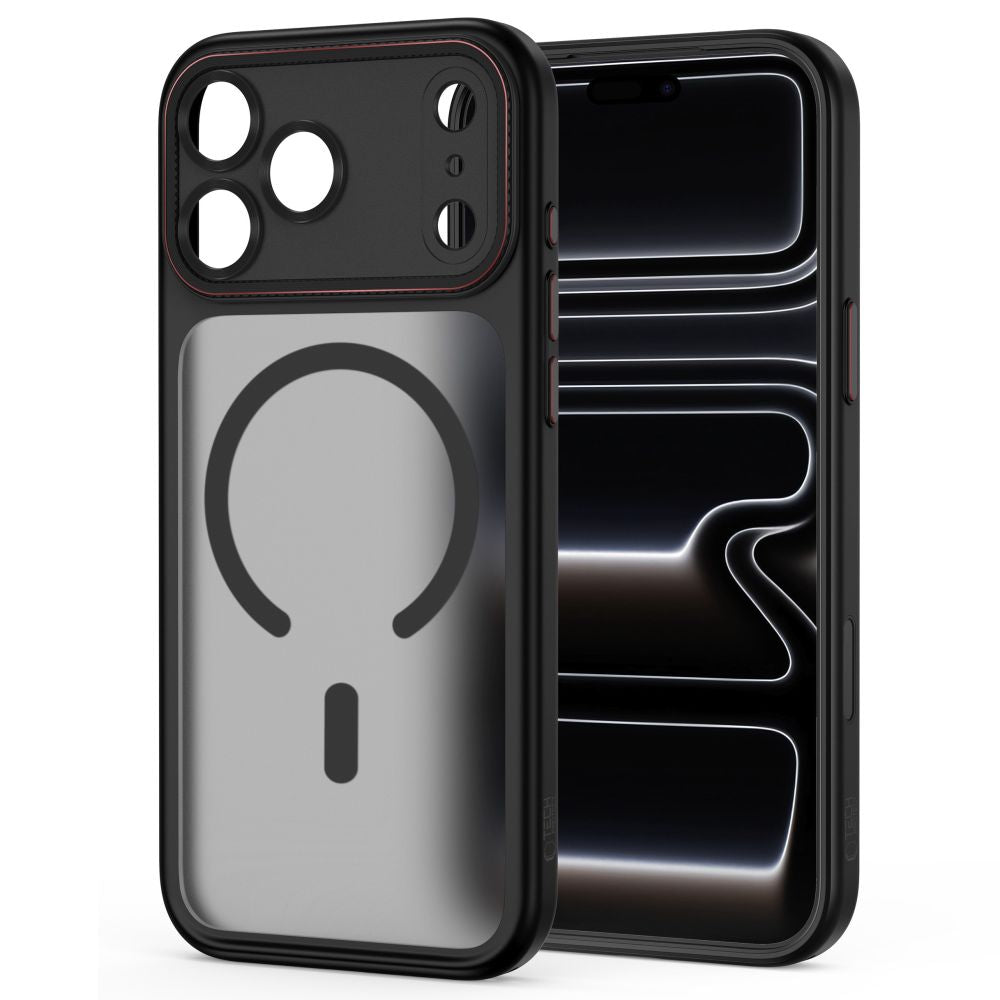 Tech-Protect iPhone 18 Pro / iPhone 17 Pro - Σκληρή Θήκη με Πλαίσιο Σιλικόνης MagSafe - MagCam - Matte Black / Red