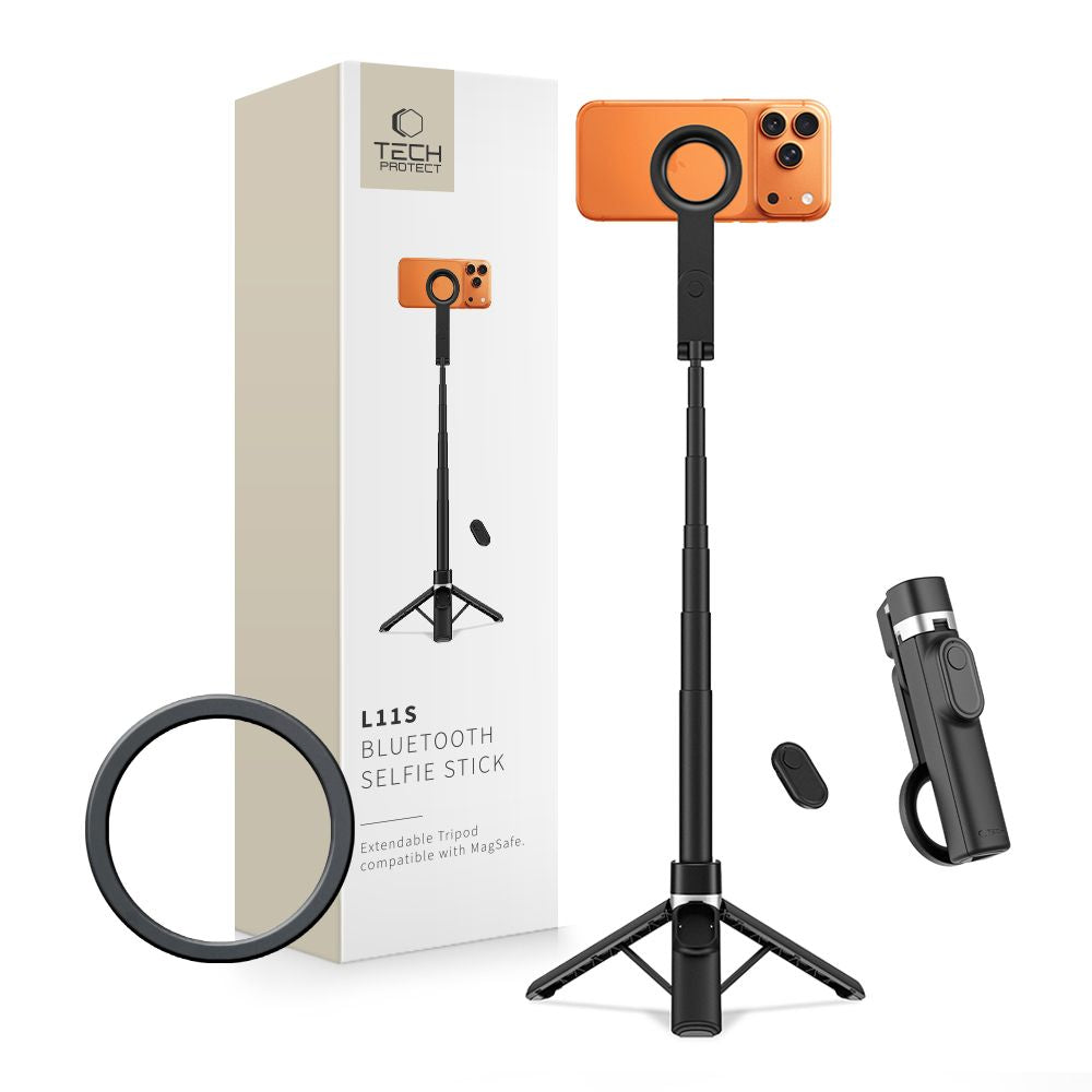 Tech-Protect Ασύρματο MagSafe Bluetooth Selfie Stick με Τρίποδο και Τηλεχειριστήριο - L11S - Black