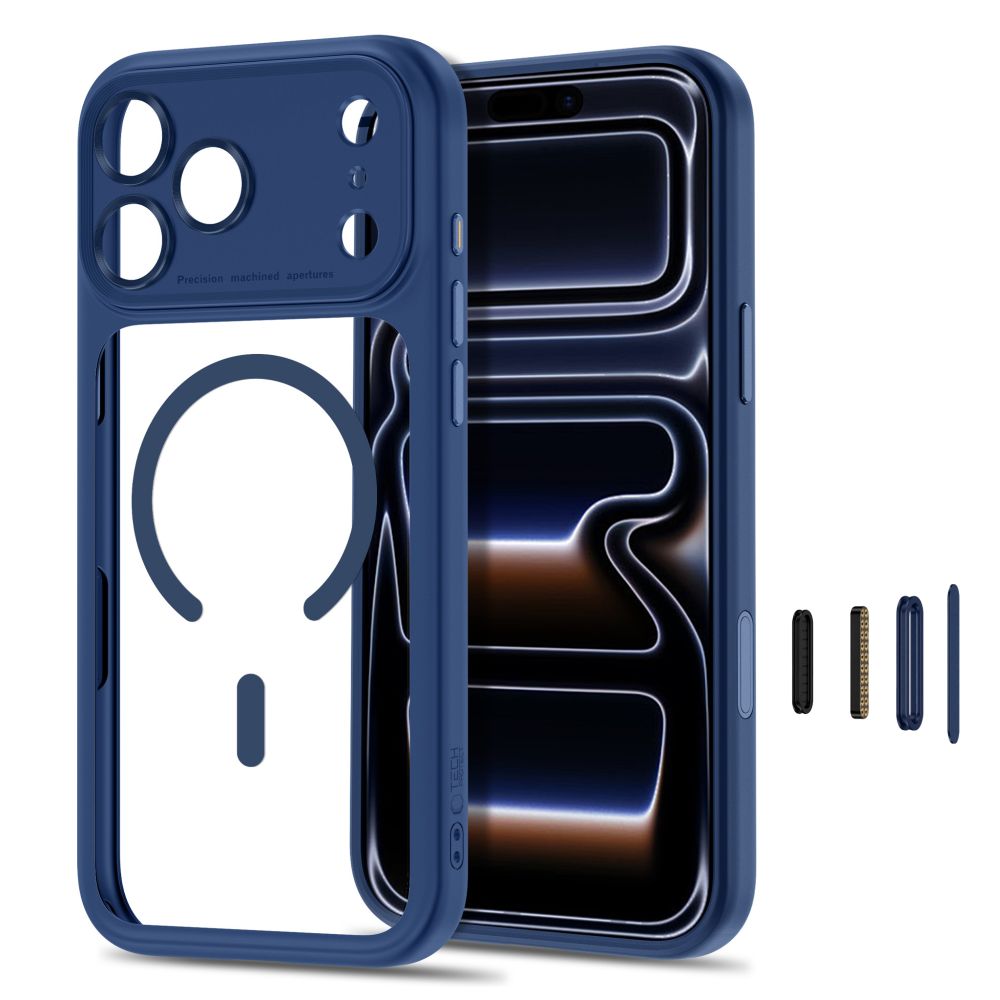 Tech-Protect iPhone 18 Pro / iPhone 17 Pro - Σκληρή Θήκη MagSafe με Πλαίσιο Σιλικόνης - MagPeak CC - Deep Blue / Clear