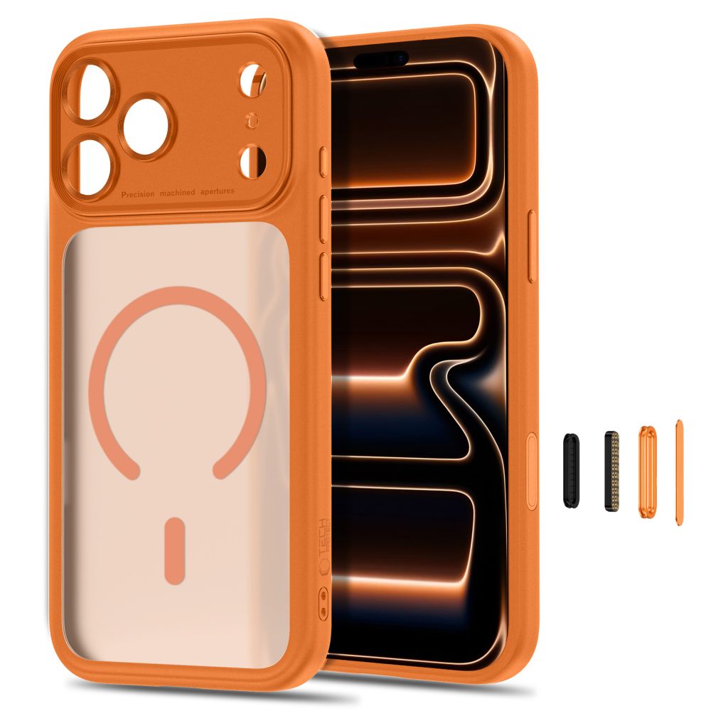 Tech-Protect iPhone 18 Pro / iPhone 17 Pro - Σκληρή Θήκη με Πλαίσιο Σιλικόνης και MagSafe - MagPeak MagSafe CC - Matte Cosmic Orange