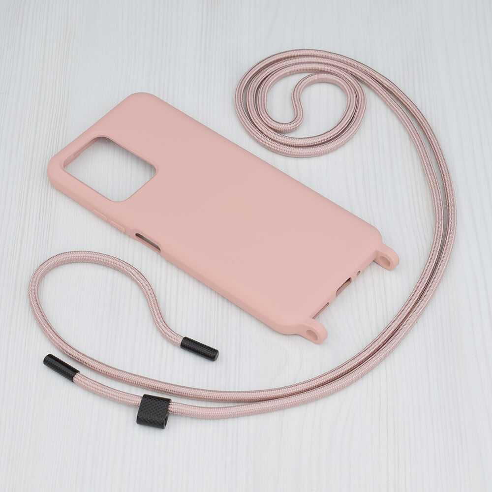 Techsuit Xiaomi Redmi Note 12 5G / Poco X5 5G Crossbody Lanyard Θήκη Σιλικόνης TPU με Λουράκι - Pink