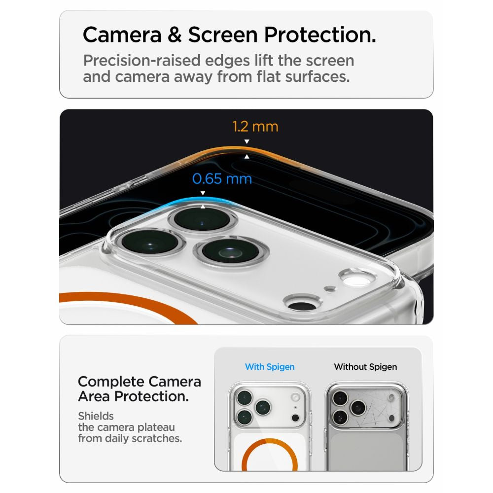 Spigen iPhone 18 Pro / iPhone 17 Pro - Σκληρή Θήκη με Πλαίσιο Σιλικόνης Και MagSafe - Ultra Hybrid Mag - Clear / Orange