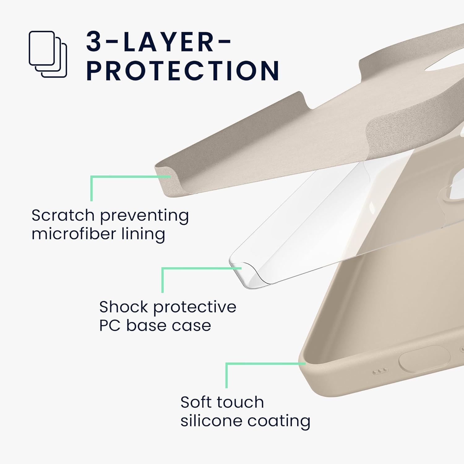 KW iPhone 16 Pro Θήκη Σιλικόνης Rubberized TPU - Cream