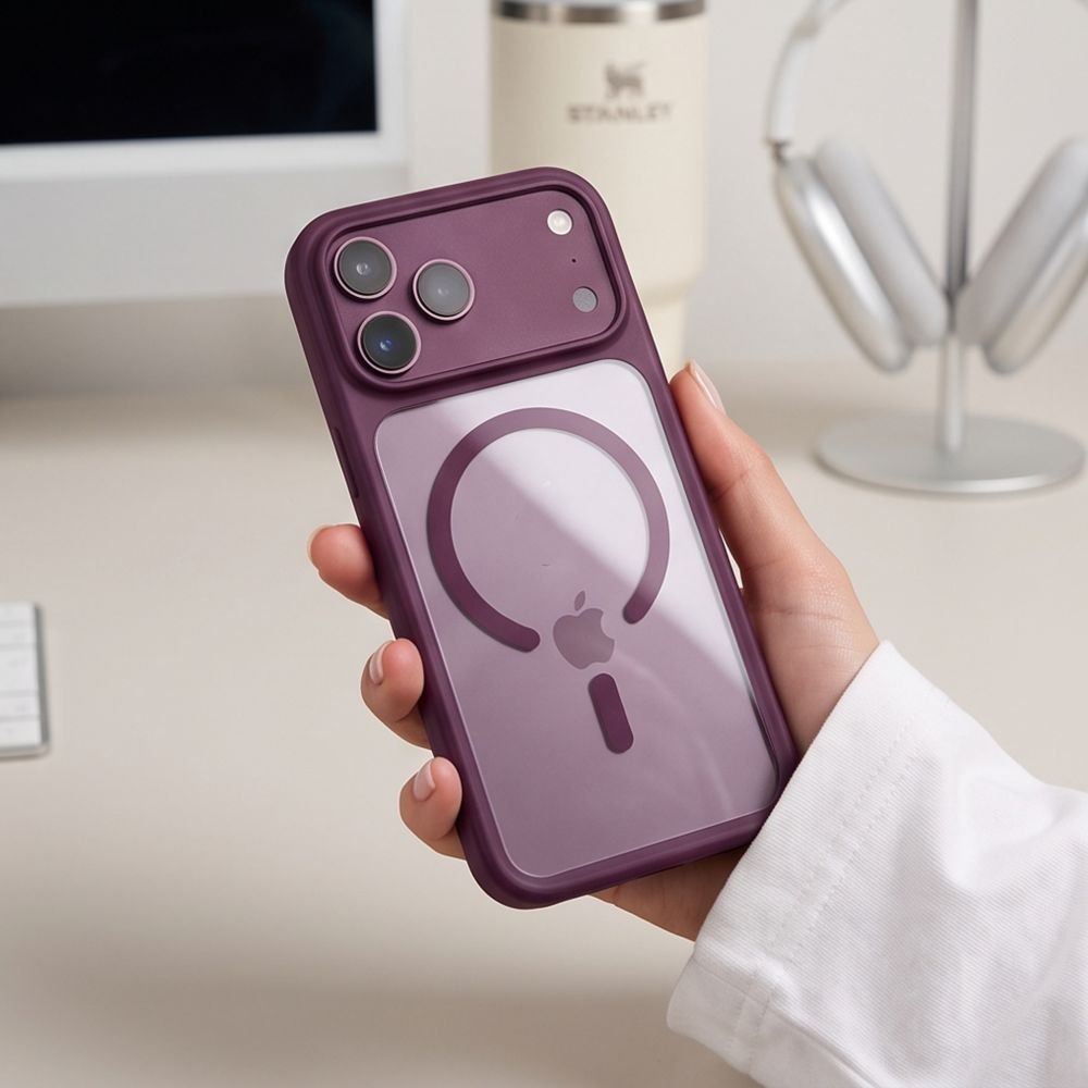 Tech-Protect iPhone 18 Pro Max / iPhone 17 Pro Max - Σκληρή Θήκη με Πλαίσιο Σιλικόνης MagSafe και 2 Αντιχαρακτικά Γυαλιά Οθόνης - MagOne CC - Burgundy / Clear