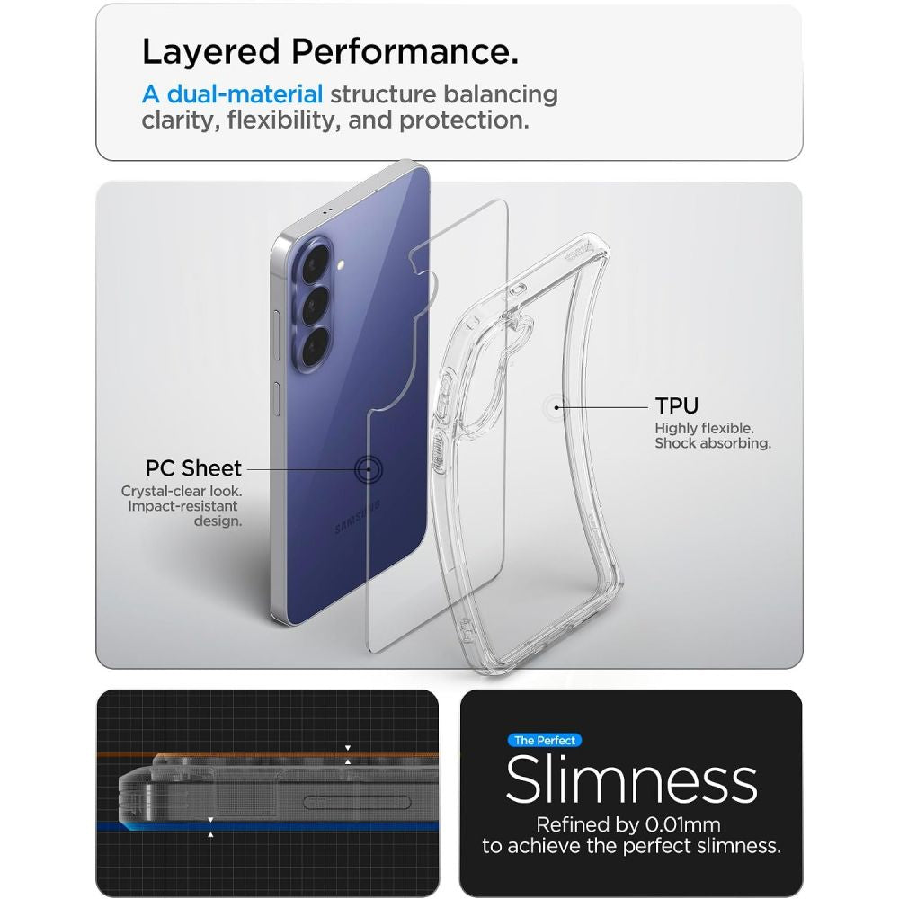 Spigen Samsung Galaxy S26 FE - Σκληρή Θήκη με Πλαίσιο Σιλικόνης - Ultra Hybrid - Crystal Clear