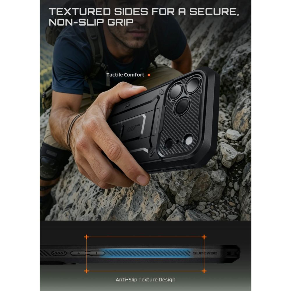 Supcase iPhone 18 Pro / iPhone 17 Pro - Σκληρή Θήκη με Προστασία Οθόνης και Stand - Unicorn Beetle Pro - Black