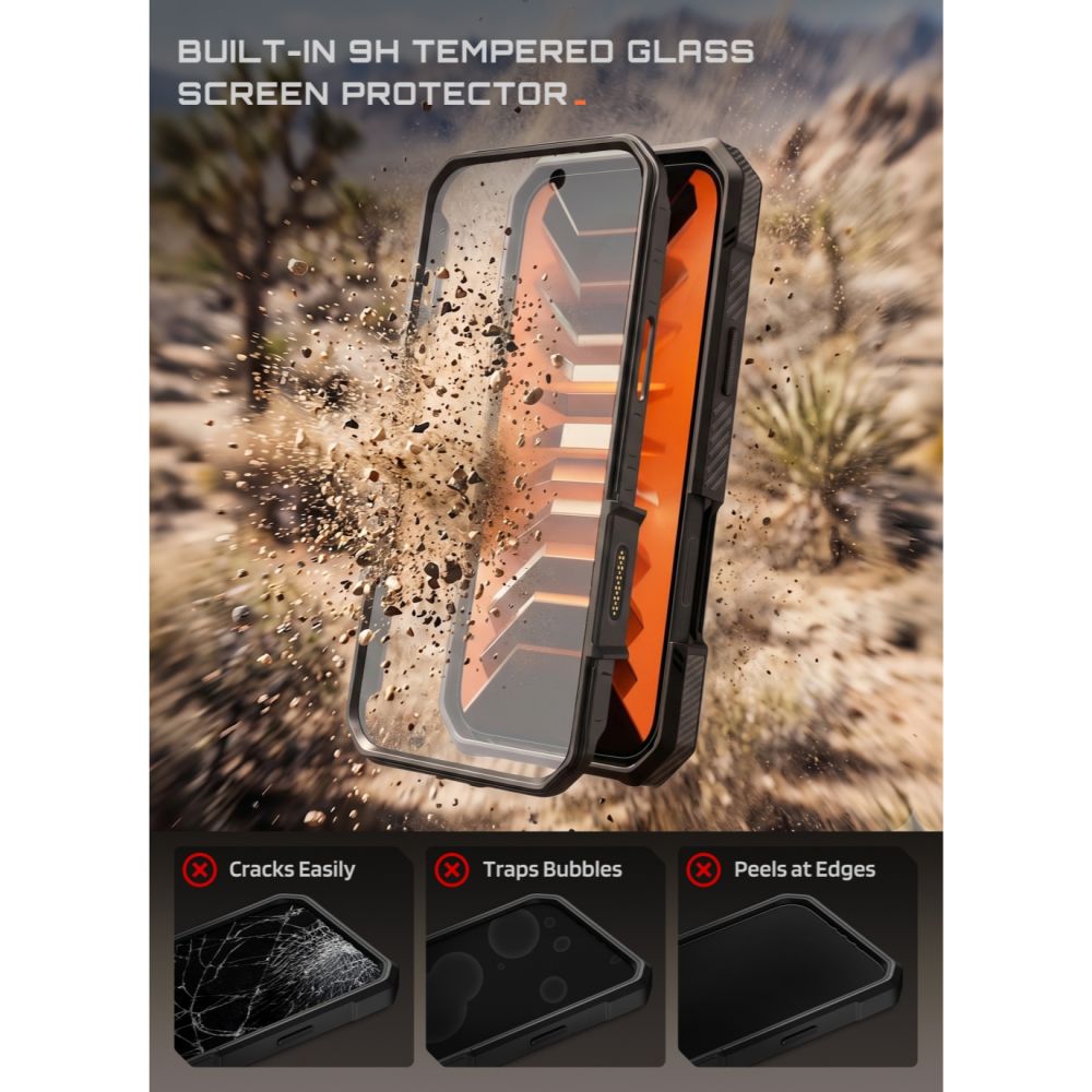 Supcase iPhone 18 Pro Max / iPhone 17 Pro Max - Σκληρή Θήκη με Προστασία Οθόνης και MagSafe / Stand - Grip Pro Mag - Black
