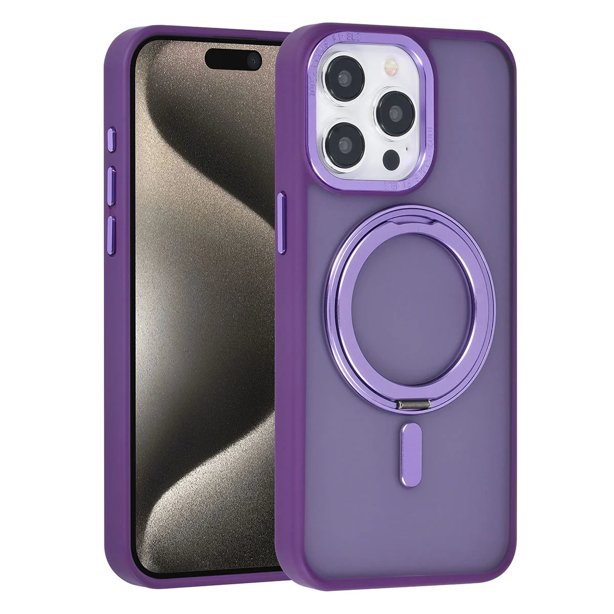 Tuniq iPhone 15 Pro Max - Σκληρή MagSafe Θήκη με Περιστρεφόμενο Δαχτυλίδι Συγκράτησης - Μοβ