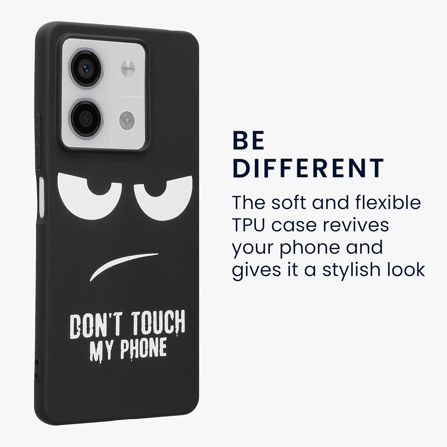 KW Xiaomi Redmi Note 13 5G Λεπτή Θήκη Σιλικόνης TPU - Design Don't Touch My Phone - Black / White
