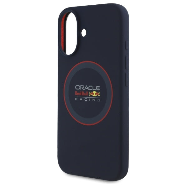 Red Bull iPhone 16 - Silicone Red Ring - MagSafe Σκληρή Θήκη με Πλαίσιο Σιλικόνης - Navy - RBHMP16S24SIILVR