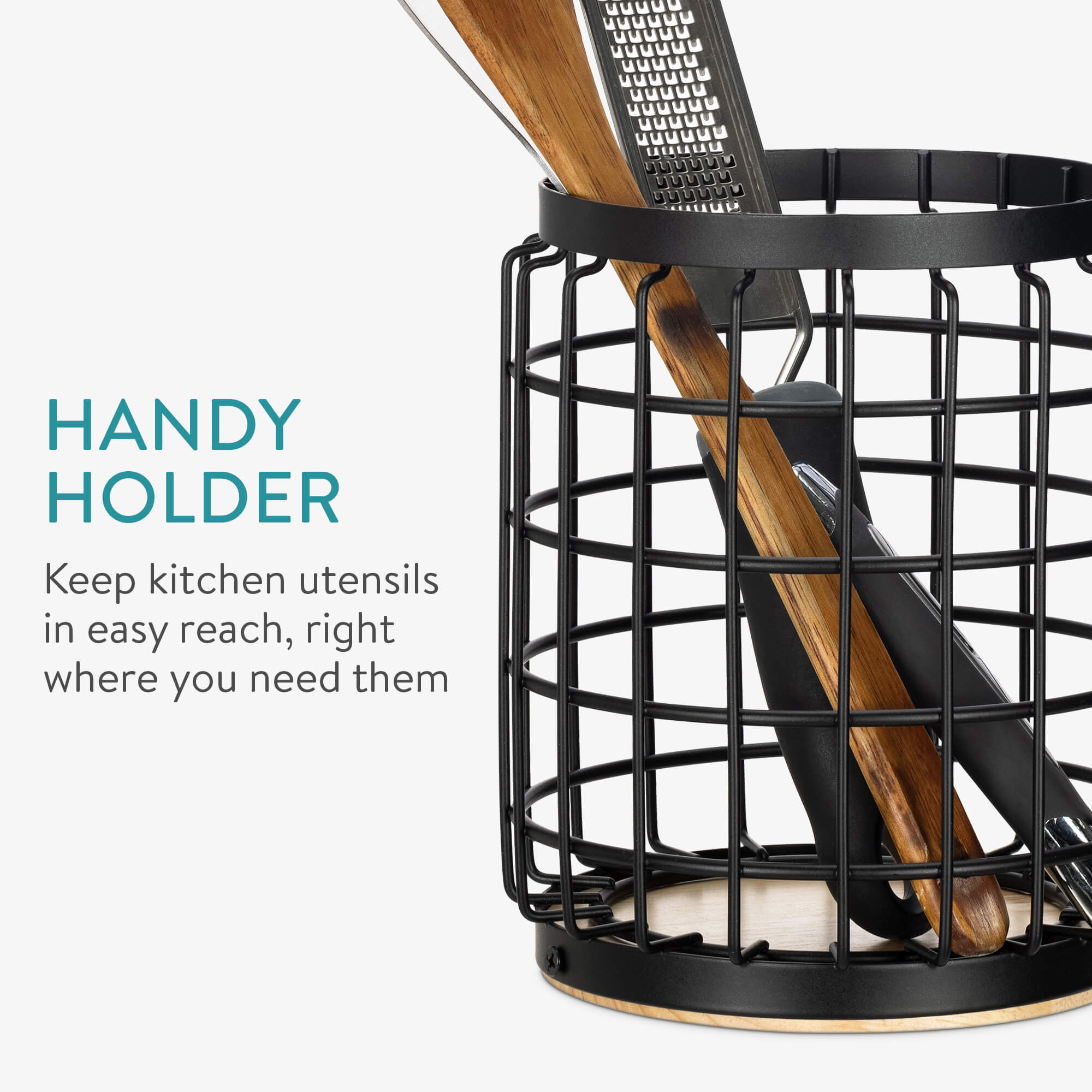 Navaris Σιδερένια Θήκη για Μαγειρικά Σκεύη - Black - 56670.01