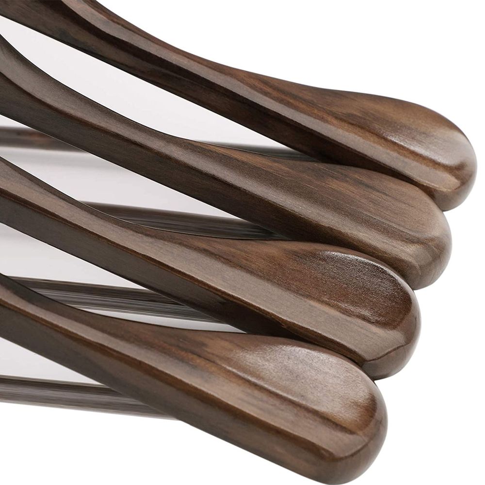 Songmics Σετ με 6 Ξύλινες Κρεμάστρες Ρούχων - Dark Walnut - CRSH06V