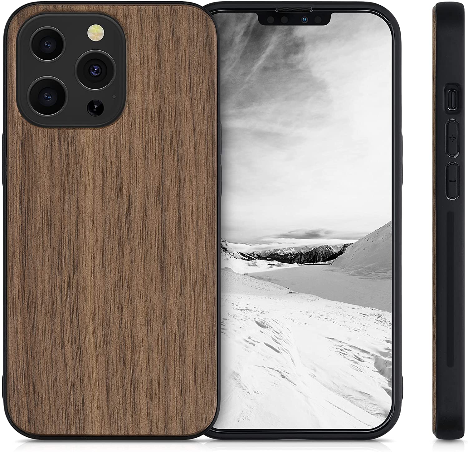 KW iPhone 13 Pro Θήκη από Φυσικό Ξύλο - Dark Brown - 55968.18