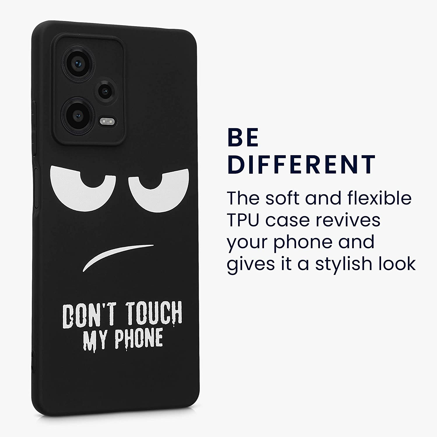 KW Xiaomi Redmi Note 12 Pro Θήκη Σιλικόνης - Design Don't Touch My Phone - Black / White - 60708.01