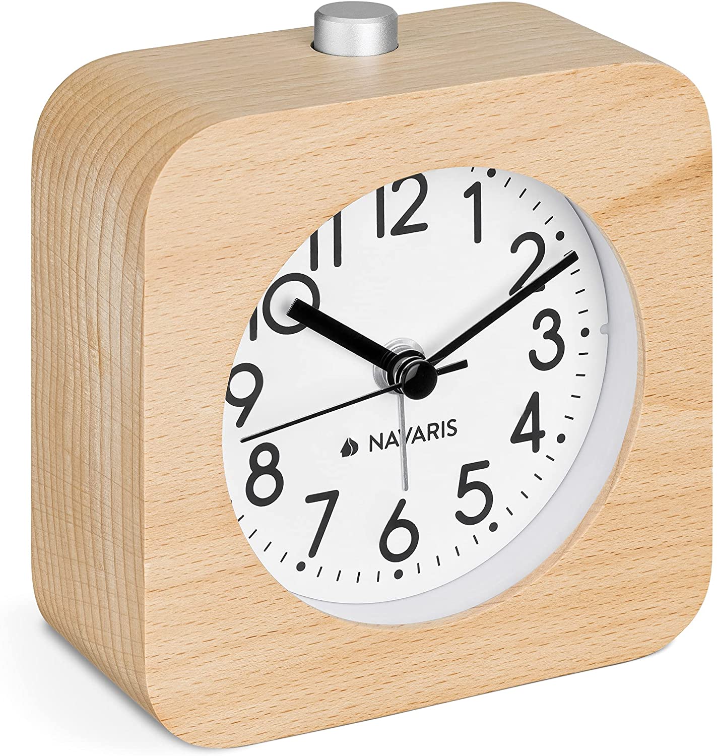 Navaris Αναλογικό Επιτραπέζιο Ρολόι και Ξυπνητήρι - Design Retro Square - Light Brown - 54264.24.02