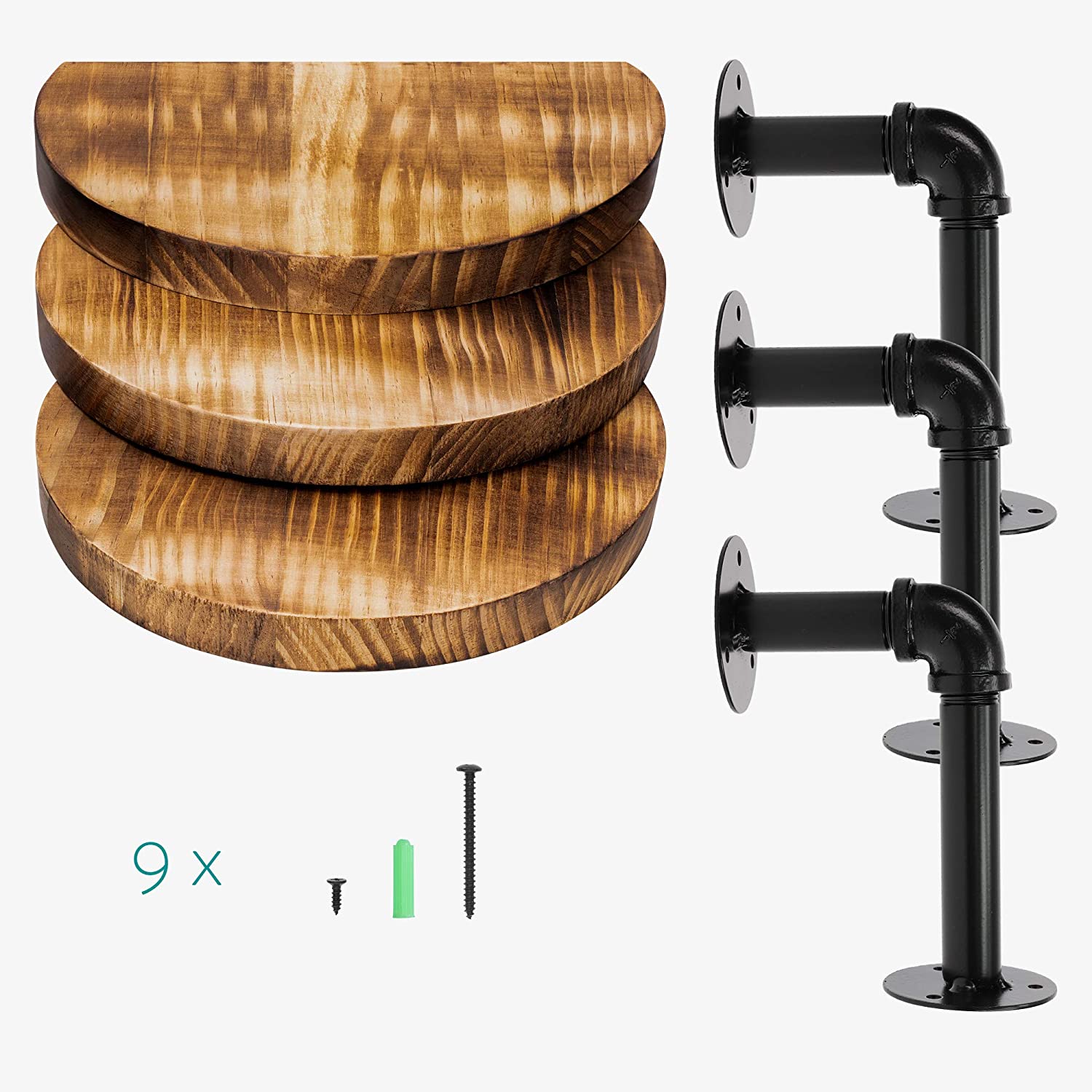 Navaris Σετ με 3 Ράφια με Βάση - Brown - 53785.05